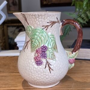 Vintage Wade Bramble England Pitcher - Embossed Blackberry Relief - 6.5"
